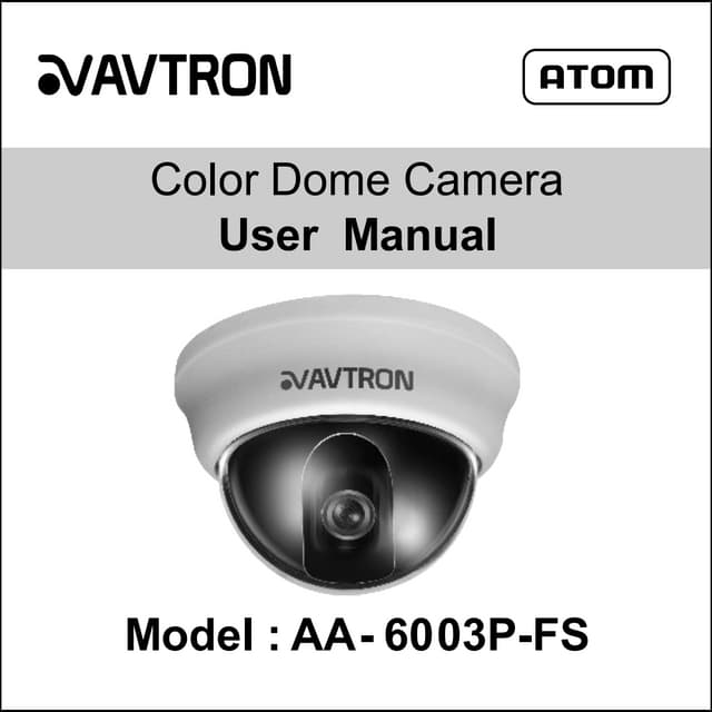 Avtron Dome Camera Aa 6003-fs-manual | PDF