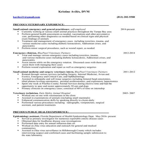 Kristine Aviles' CV 2016