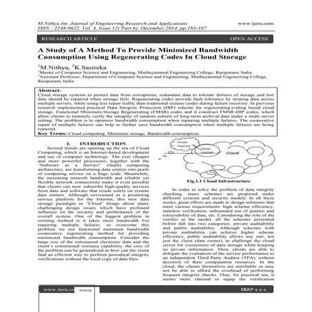 A Study of A Method To Provide Minimized Bandwidth Consumption Using Regenera...