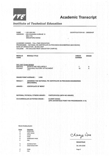 UNISEL Master Transcript | PDF