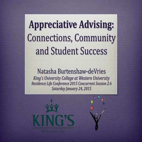 Appreciative Advising: Connections, Community and Student Success
