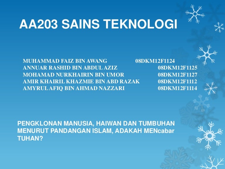 Aa203 Penglklonan Manusia Haiwan Dan Tumbuhan Menurut Pandangan I