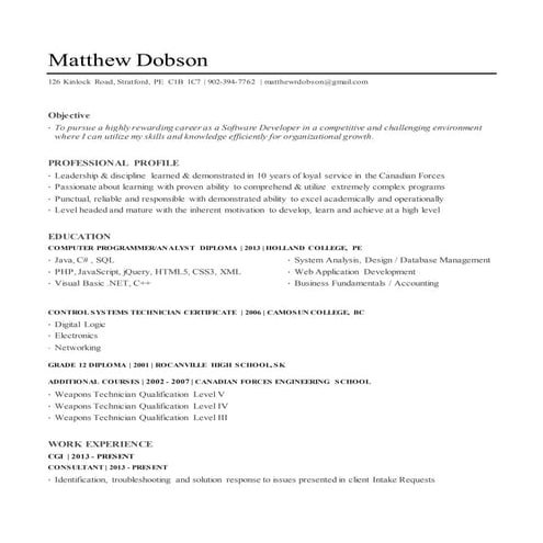 Matt Dobson - Resume