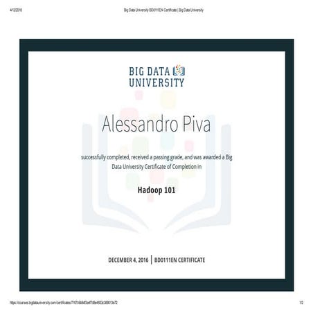 Big Data University BD0111EN Certificate _ Big Data University | PDF