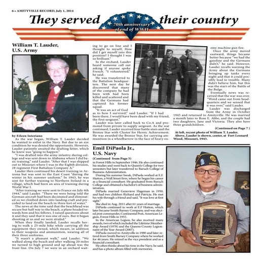 William T. Lauder, Veteran