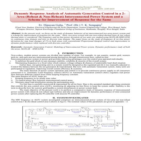 Dynamic Response Analysis of Automatic Generation Control in a 2-Area (Reheat...