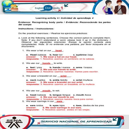 Aa4 evidence 2- Recognising body parts