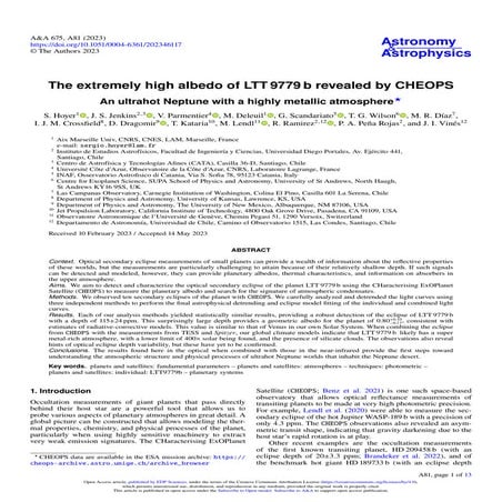 The extremely high albedo of LTT 9779 b revealed by CHEOPS | PDF