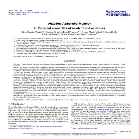 Hubble Asteroid Hunter III. Physical properties of newly found ...