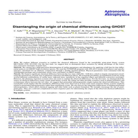 Disentangling the origin of chemical differences using GHOST | PDF