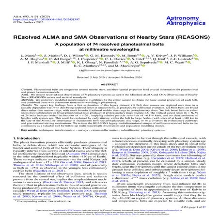 REsolved ALMA and SMA Observations of Nearby Stars (REASONS)