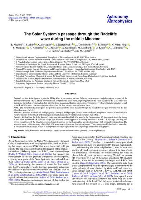 The Solar System’s passage through the Radcliffe wave during the middle Miocene