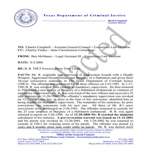 Redacted Copy Legal Memorandum on BR re Keller     Case Final