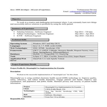 Venkatesaraja - Resume | DOC