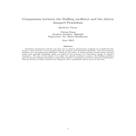 Duffing oscillator and driven damped pendulum