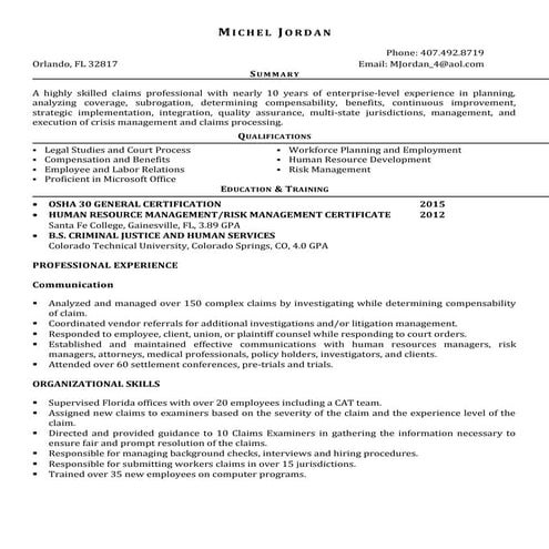 Michel Jordan resume 6-19-16 risk