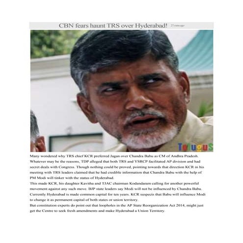 CBN fears haunt TRS over Hyderabad!