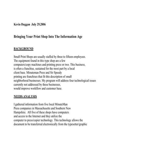 Bringing your Print Shop into the Information Age