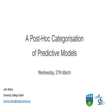 A Categorisation of Post-hoc Explanations for Predictive Models