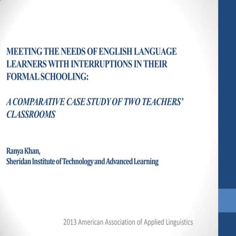 Meeting the needs of English Language learners with interruptions in their sc...