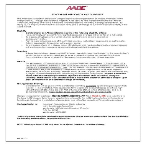 Scholarship: American Association of Blacks in Energy (2014)