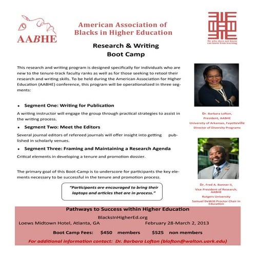 AABHE Research & Writing Boot Camp