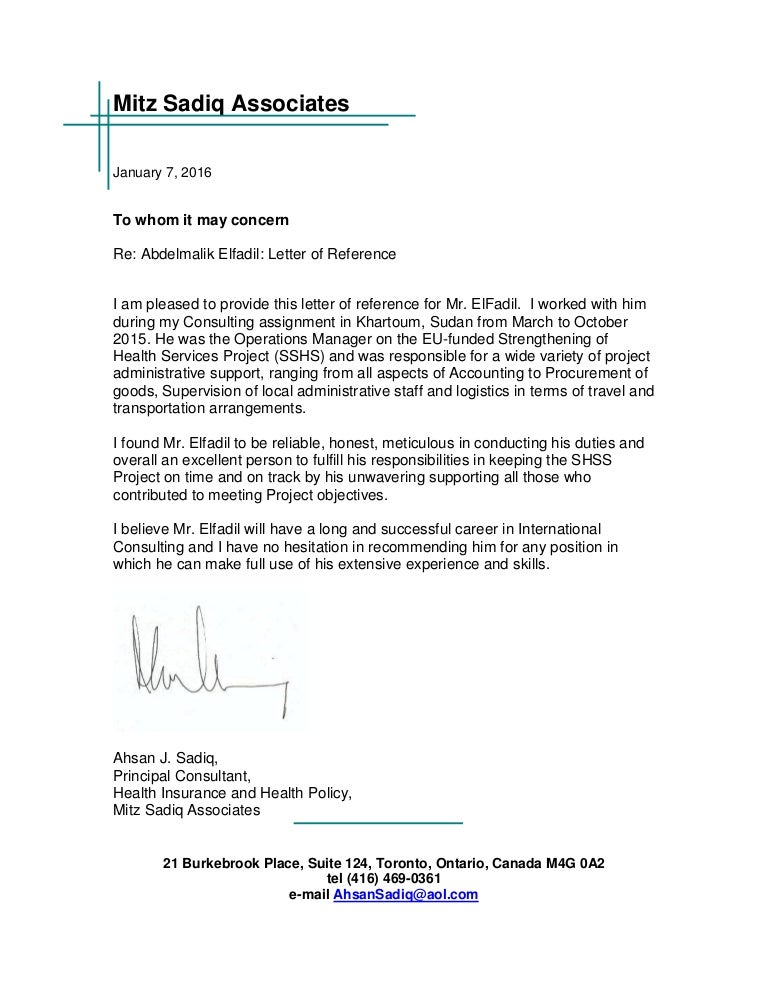Help with letter of recommendation objective