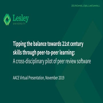 Tipping the balance towards 21st century skills through peer-to-peer learning...