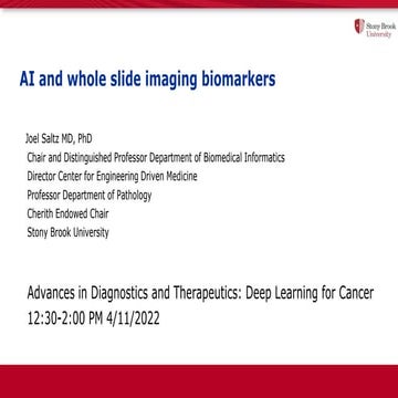 AI and whole slide imaging biomarkers