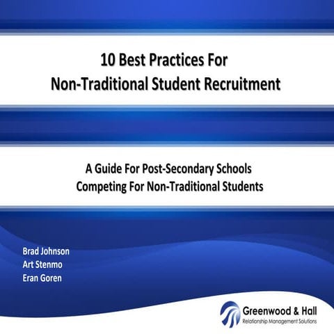 A10 Best Practices For Non-Traditional Student Recruitment