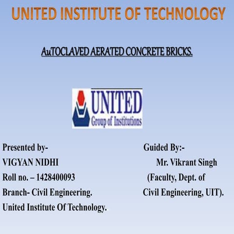 Auto-Claved concrete bricks(AAC) seminar ppt.