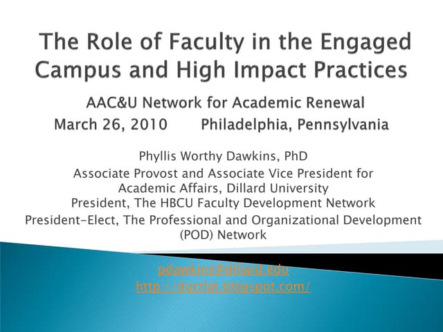 AACU Faculty Role In HIA