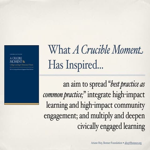 Presentation for the AACU Annual Meeting (Ariane Hoy, A Crucible Moment)