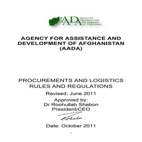 Aada procurement and logistics_rules_and_regulations final oct 11 rs | PDF