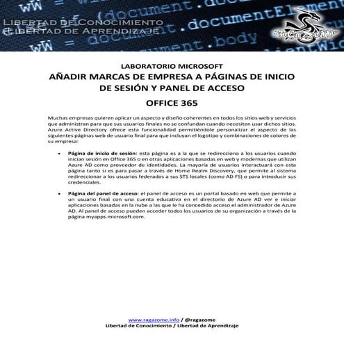 Añadir marcas de empresa a páginas de inicio de sesión y panel de acceso