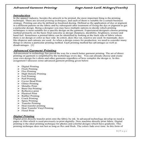 Advanced Garment Printing 
