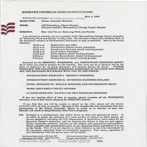 Roosevelt Center for American Policy Studies' Citizen Assembly 