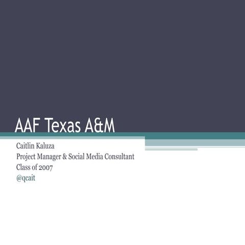 Presentation to Texas A&M's AAF chapter - Using My Marketing Degree