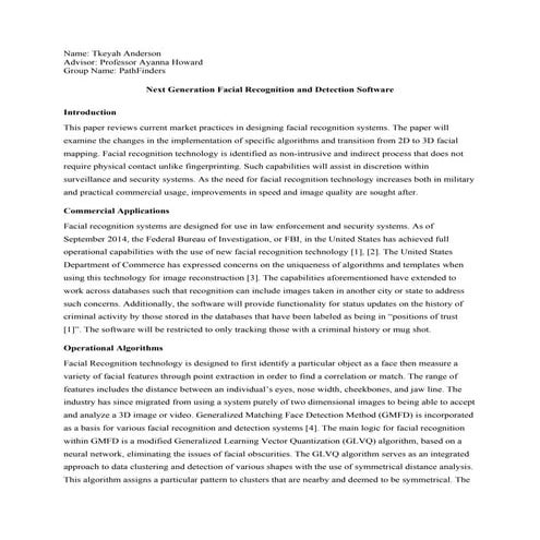 Facial Recognition and Detection Technical Review