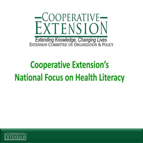 Cooperative Extension's National Focus on Health literacy