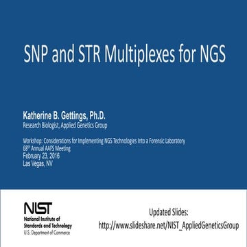 SNP and STR Multiplexes for NGS