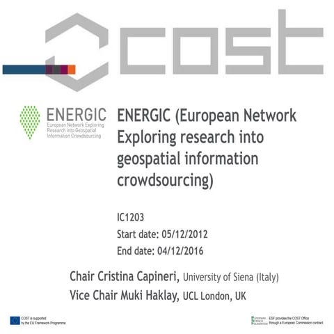 AAG 2015 - COST Energic, VGI, Citizen Science and OpenStreetMap 