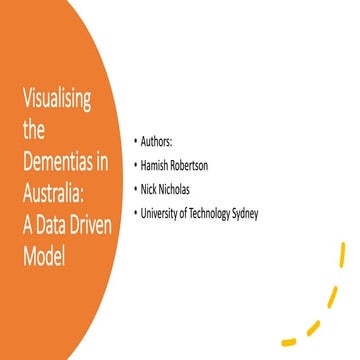 Visualising the Dementias in Australia: A Data Driven Model