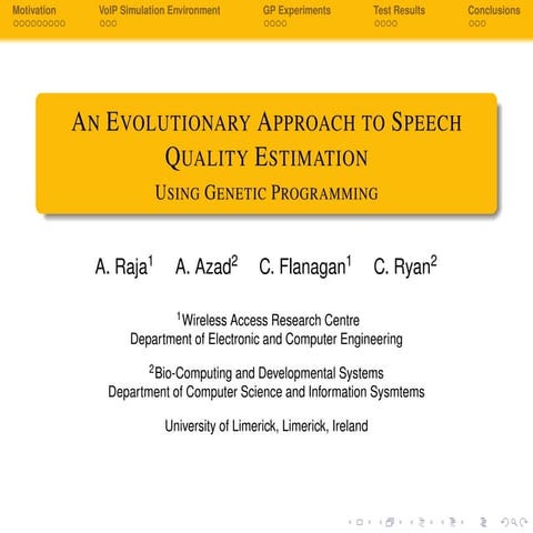 An Evolutionary Approach to Speech Quality Estimation Using Genetic Programming