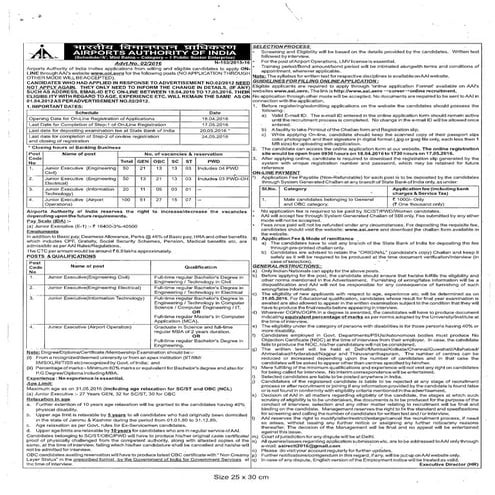 Aai notification je post  2016