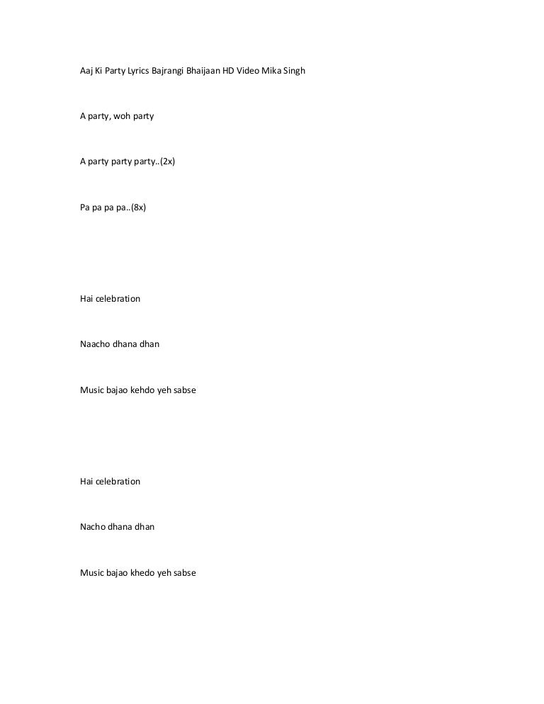 j Ki Party Lyrics Bajrangi Bhaijaan
