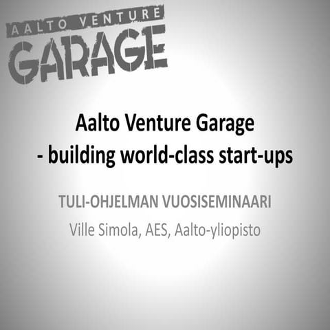 Case example: Aalto startup ecosystem