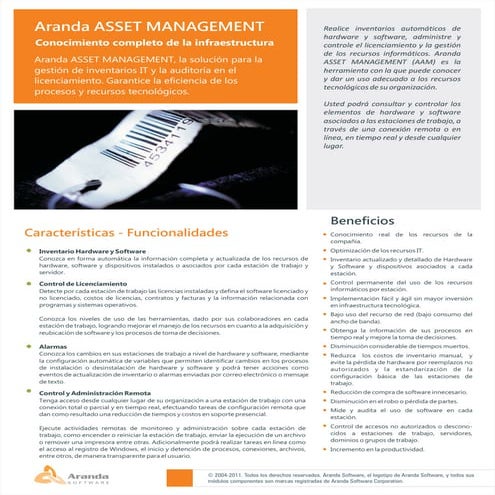 Aranda ASSET MANAGEMENT - Datasheet | PDF