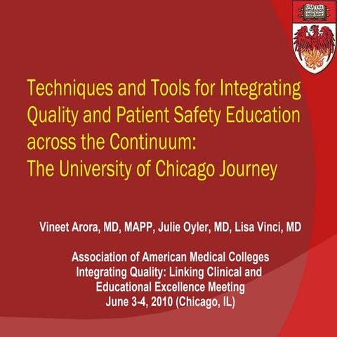 Teaching QI at University of Chicago