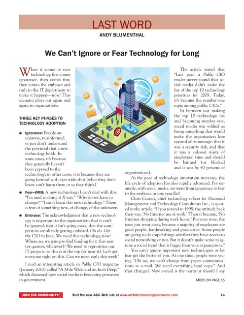 We Can't Ignore or Fear Technology For Long - Andy Blumenthal